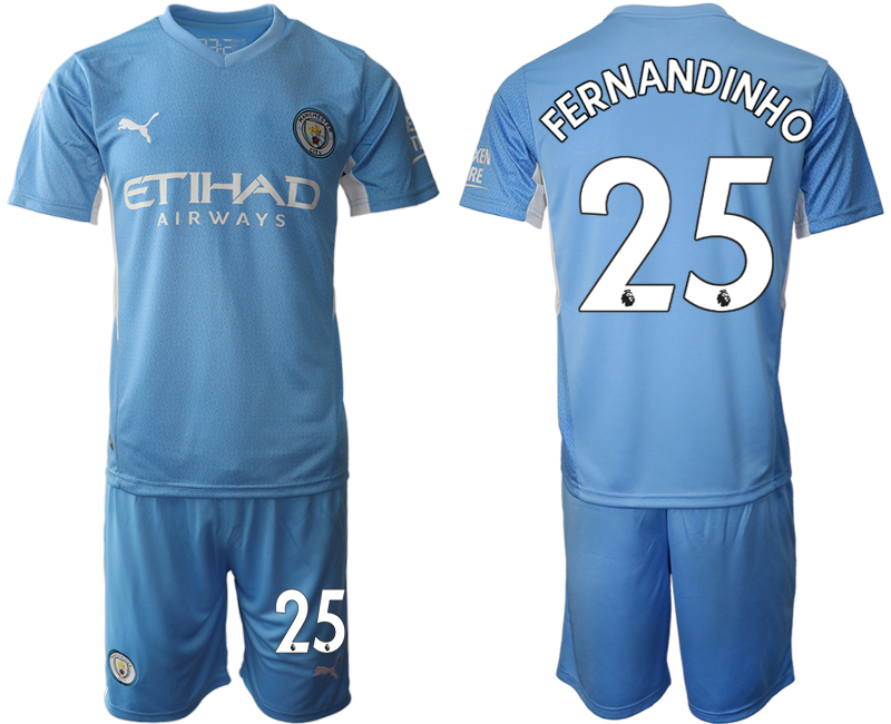 Men 2021-2022 Club Manchester City home Light blue #25 Soccer Jersey->manchester city jersey->Soccer Club Jersey